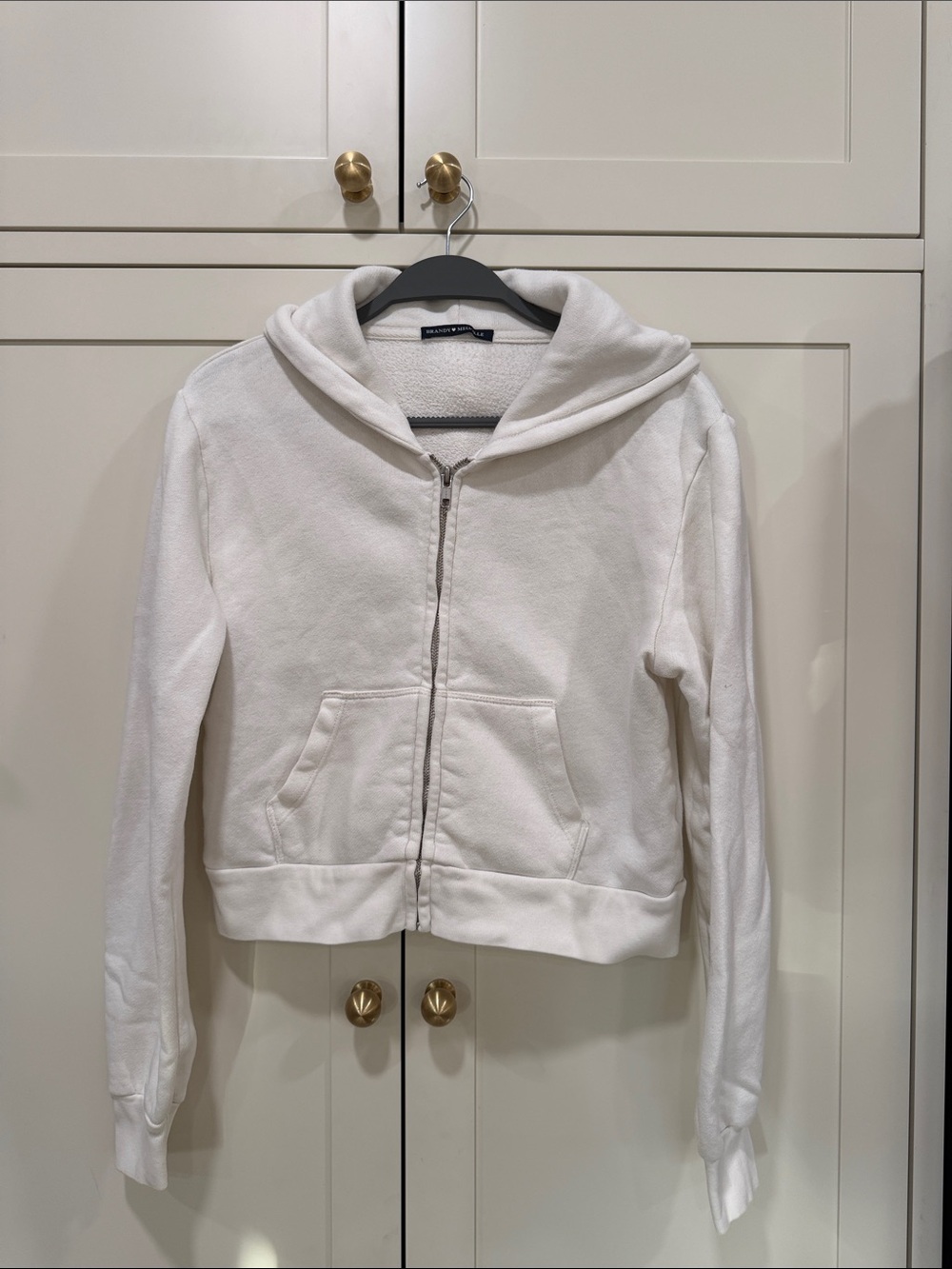 Brandy Melville Cream Zip-Up Hoodie